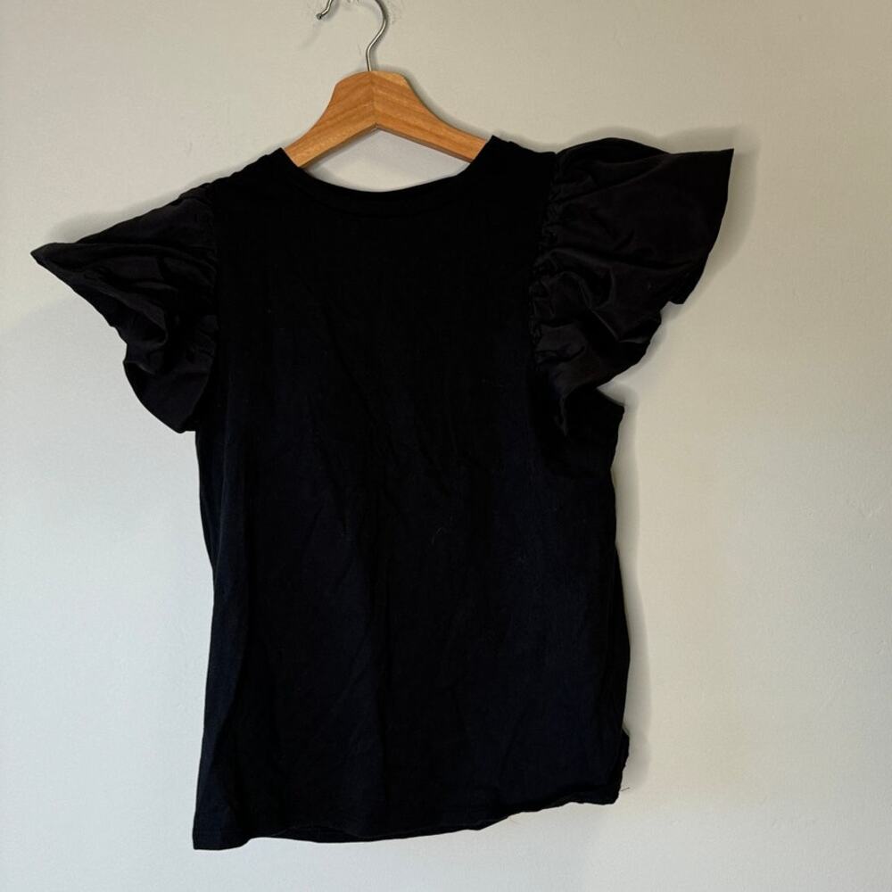 Express Black Ruffle Cap Sleeve Top